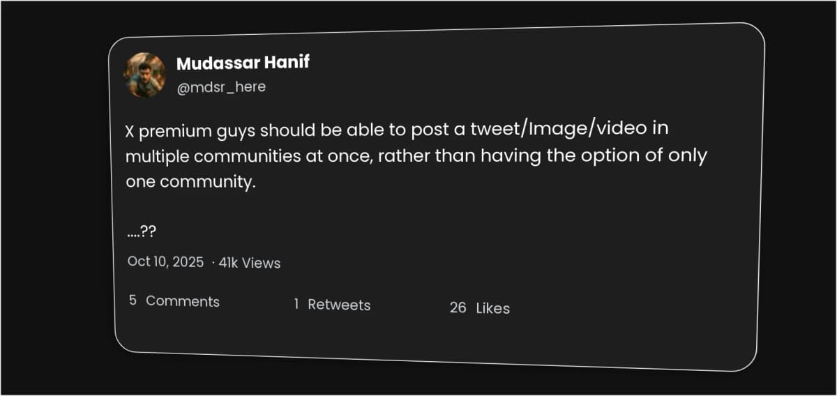 A tweet screenshot with dark theme and 3d tilt effect.