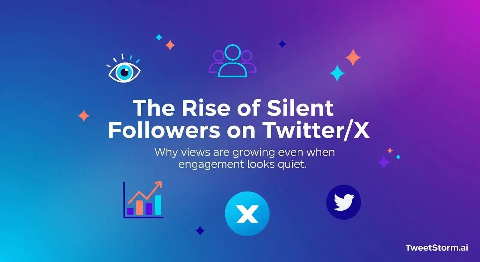 The rise of silent followers on Twitter/X is discussed. TweetStormAI