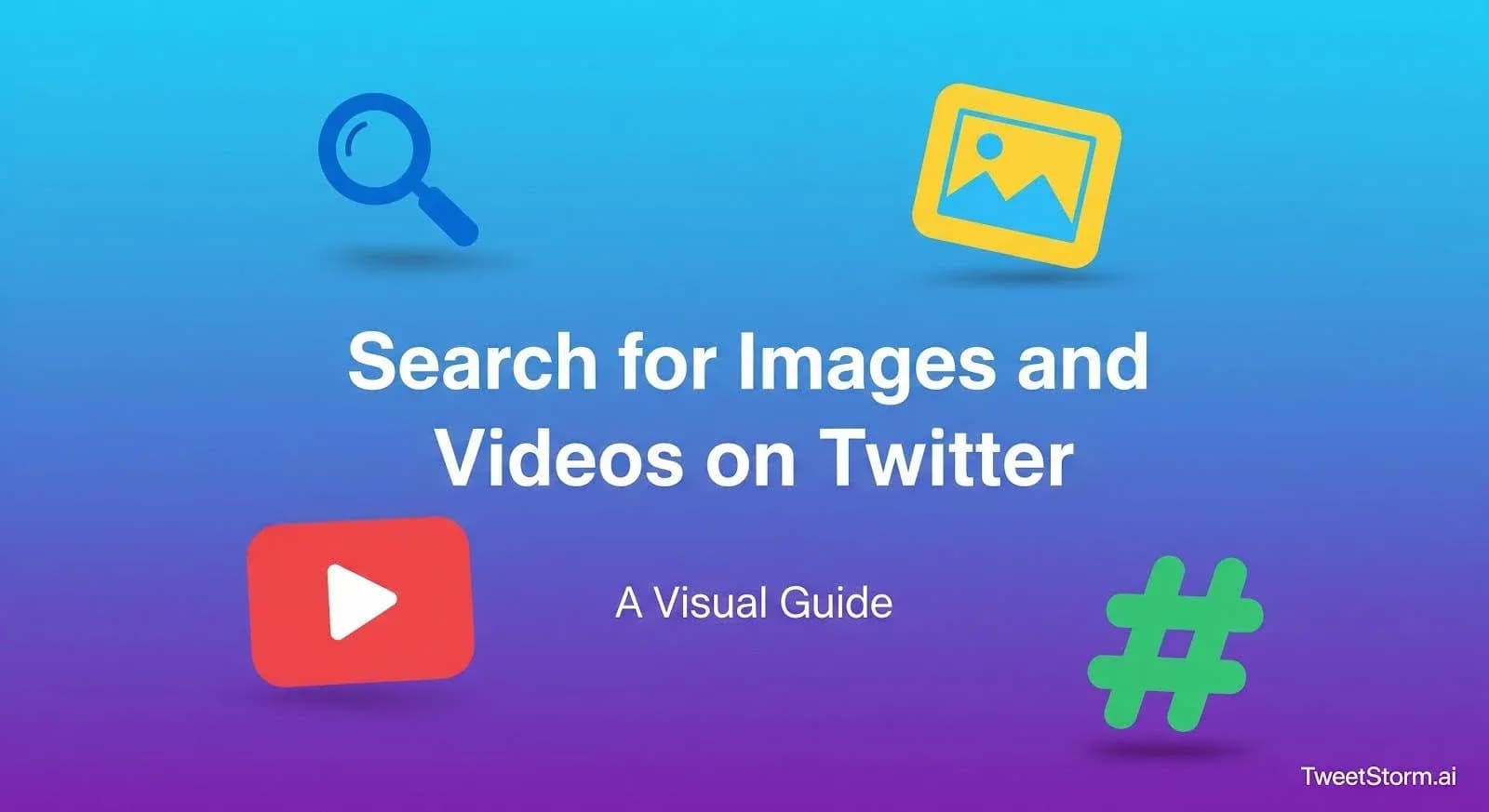 Search and media icons on a gradient background