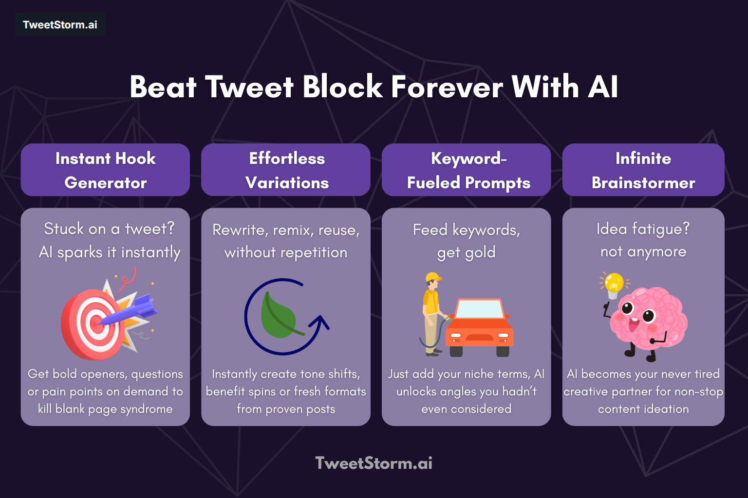 Obliterate Creative Block: Your Endless Idea Generation Engine for X (Twitter), TweetStormAI