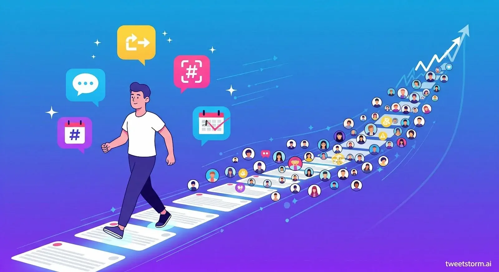 steps to keep growing your twitter audience, TweetStormAI
