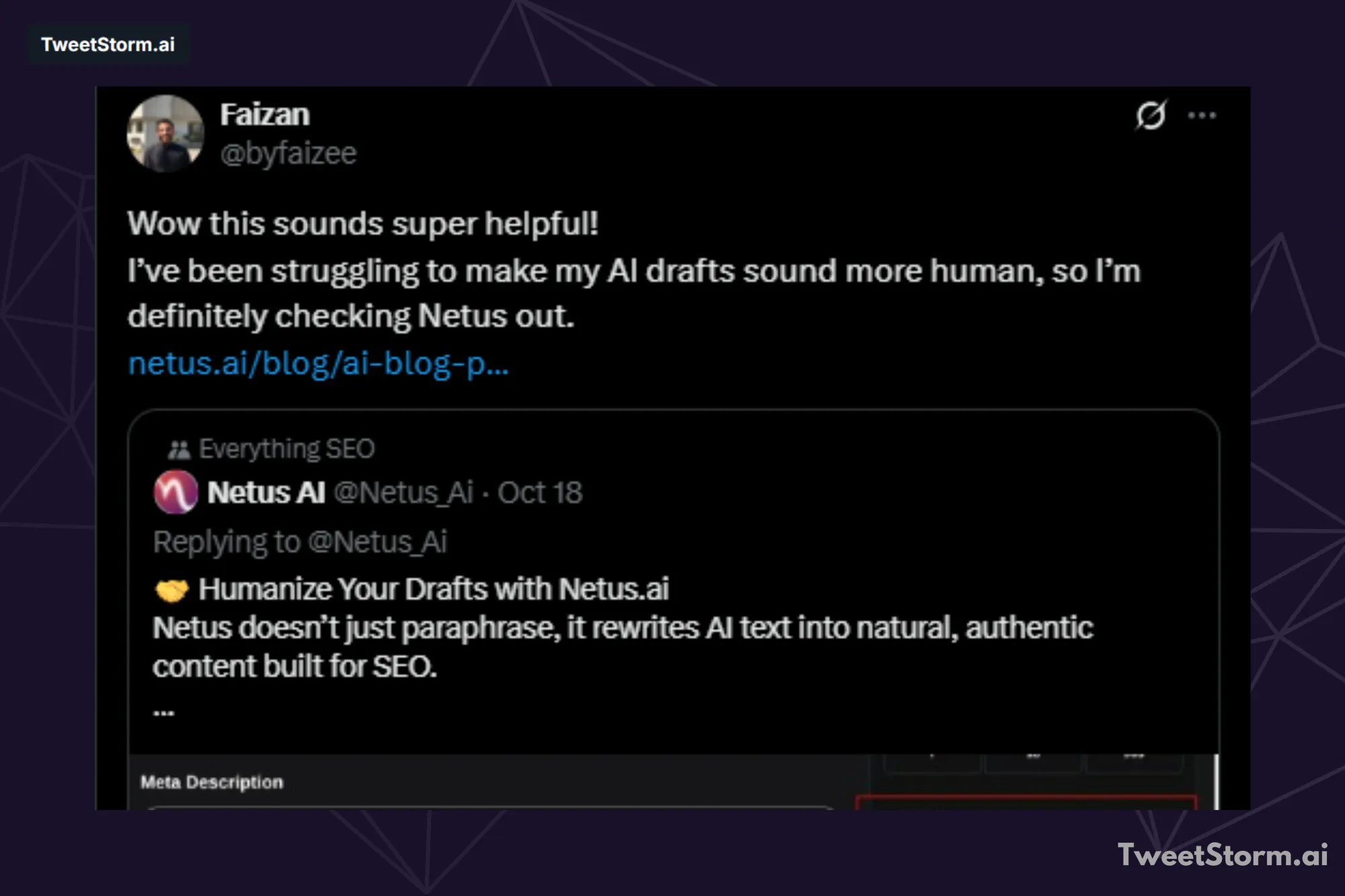 Share content from other accounts, TweetStormAI