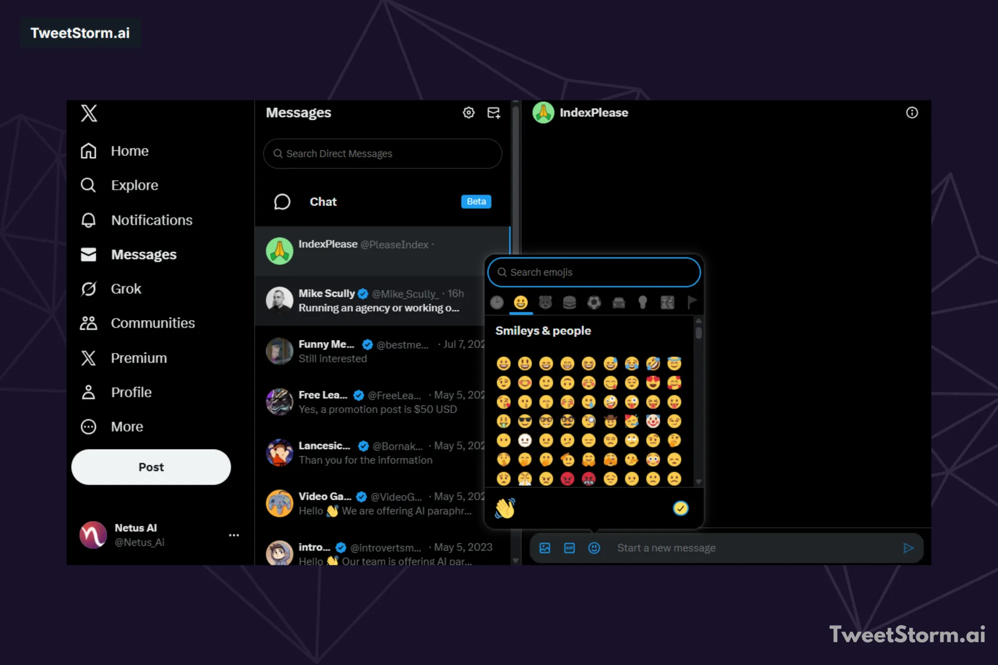 How to send a X/Twitter DM from the web?, TweetStormAI