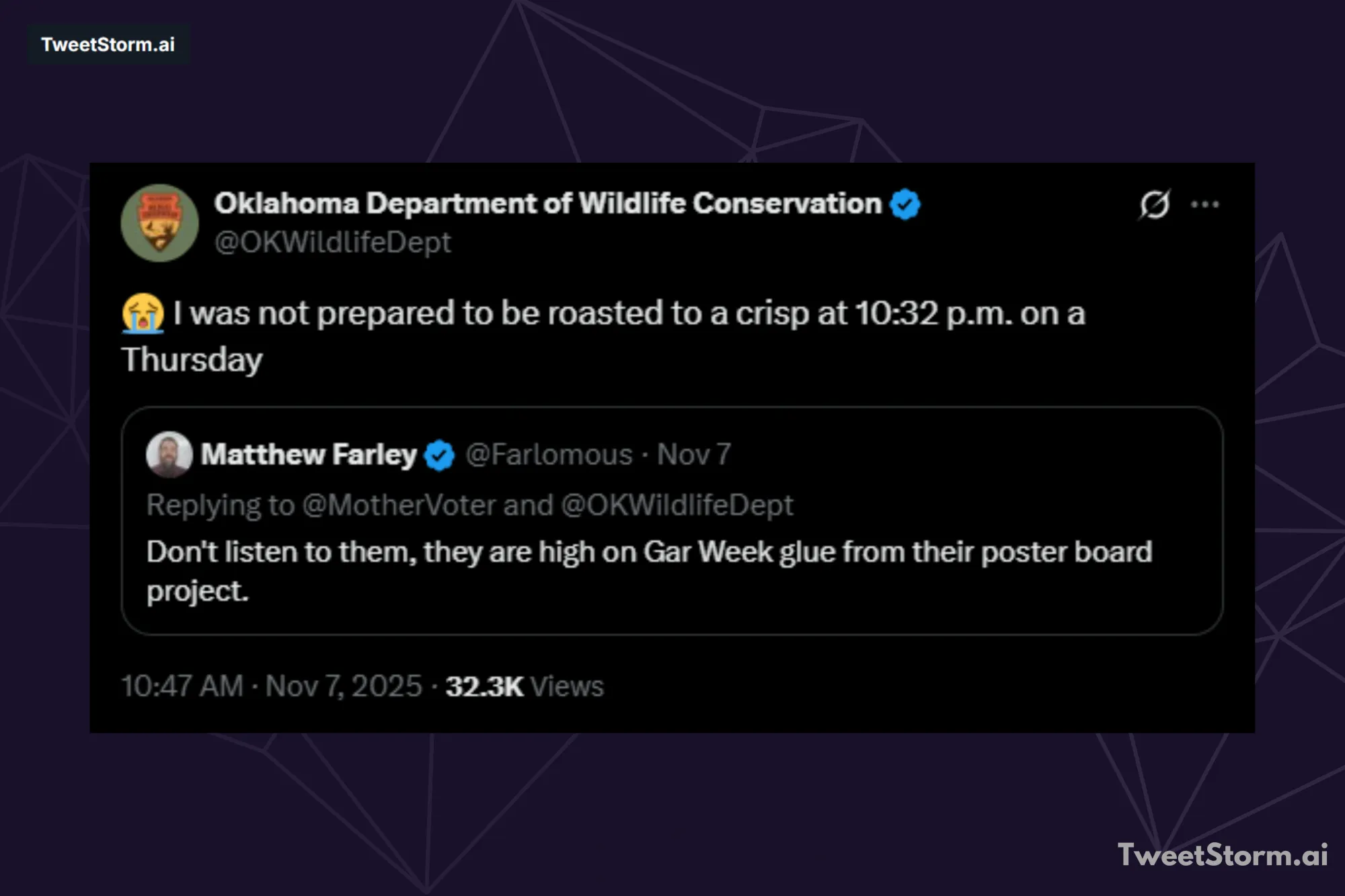 Tweet by @OkWildlifeDept, TweetStormAI