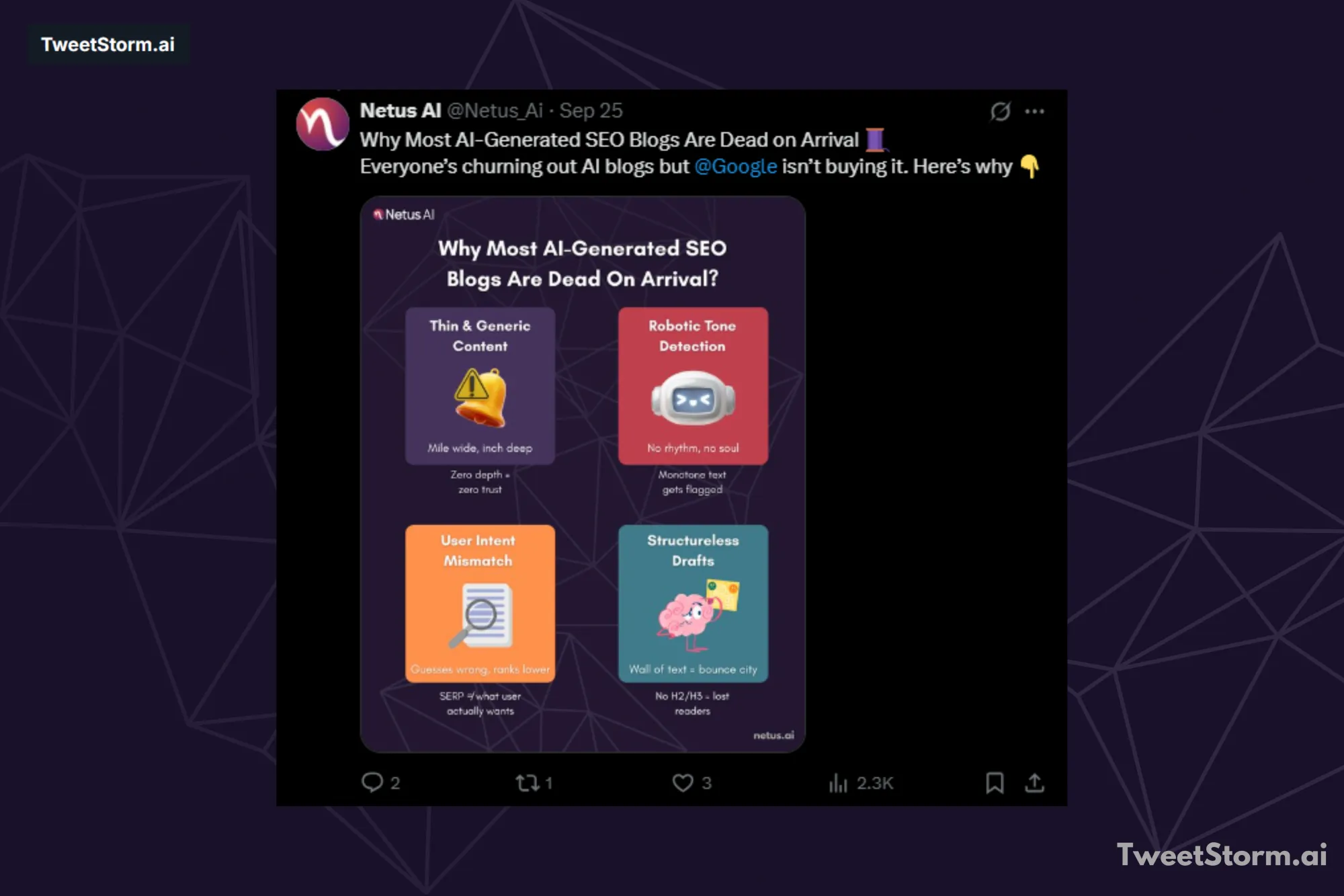 Thread posted by NetusAI on X/Twitter, TweetStormAI