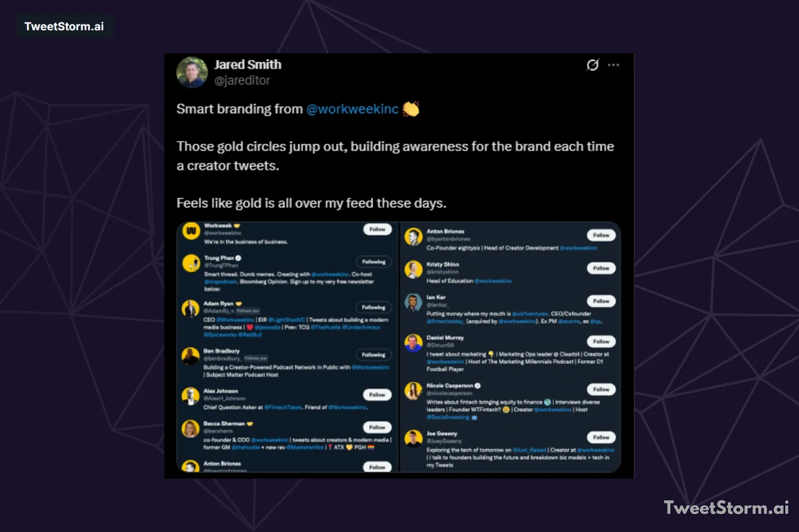 Post by Jared Smith on Twitter/X, TweetStormAI