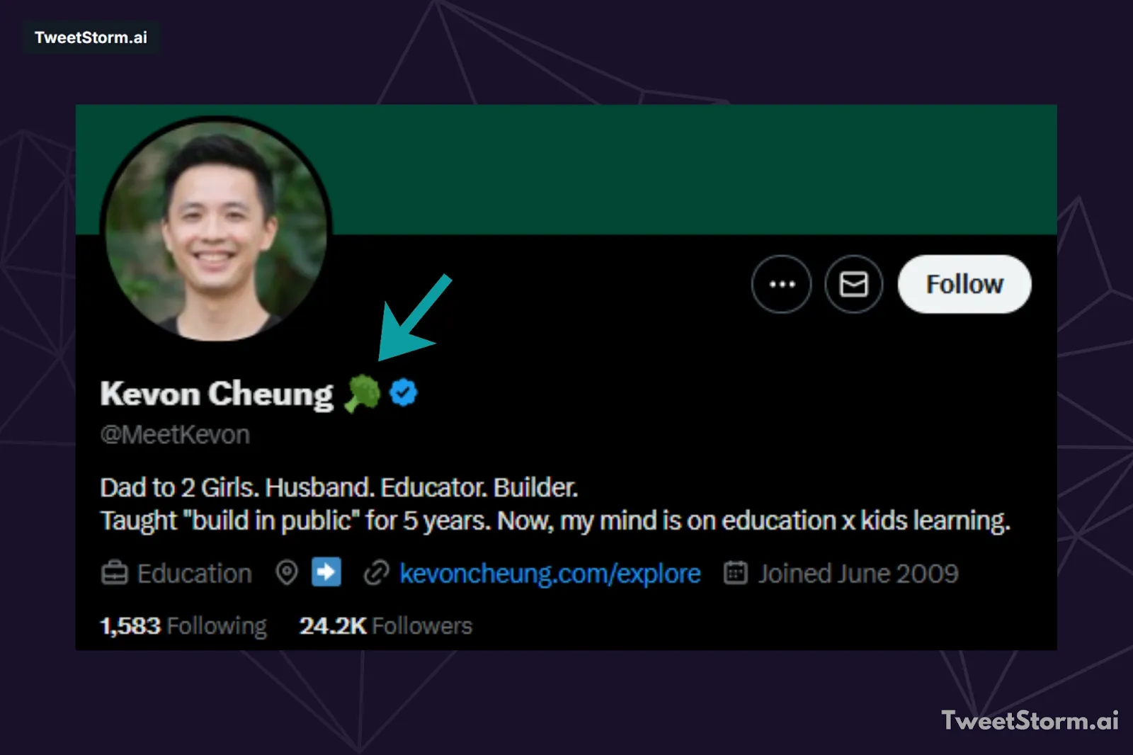 Profile of Kevon Cheung on Twitter/X, TweetStormAI
