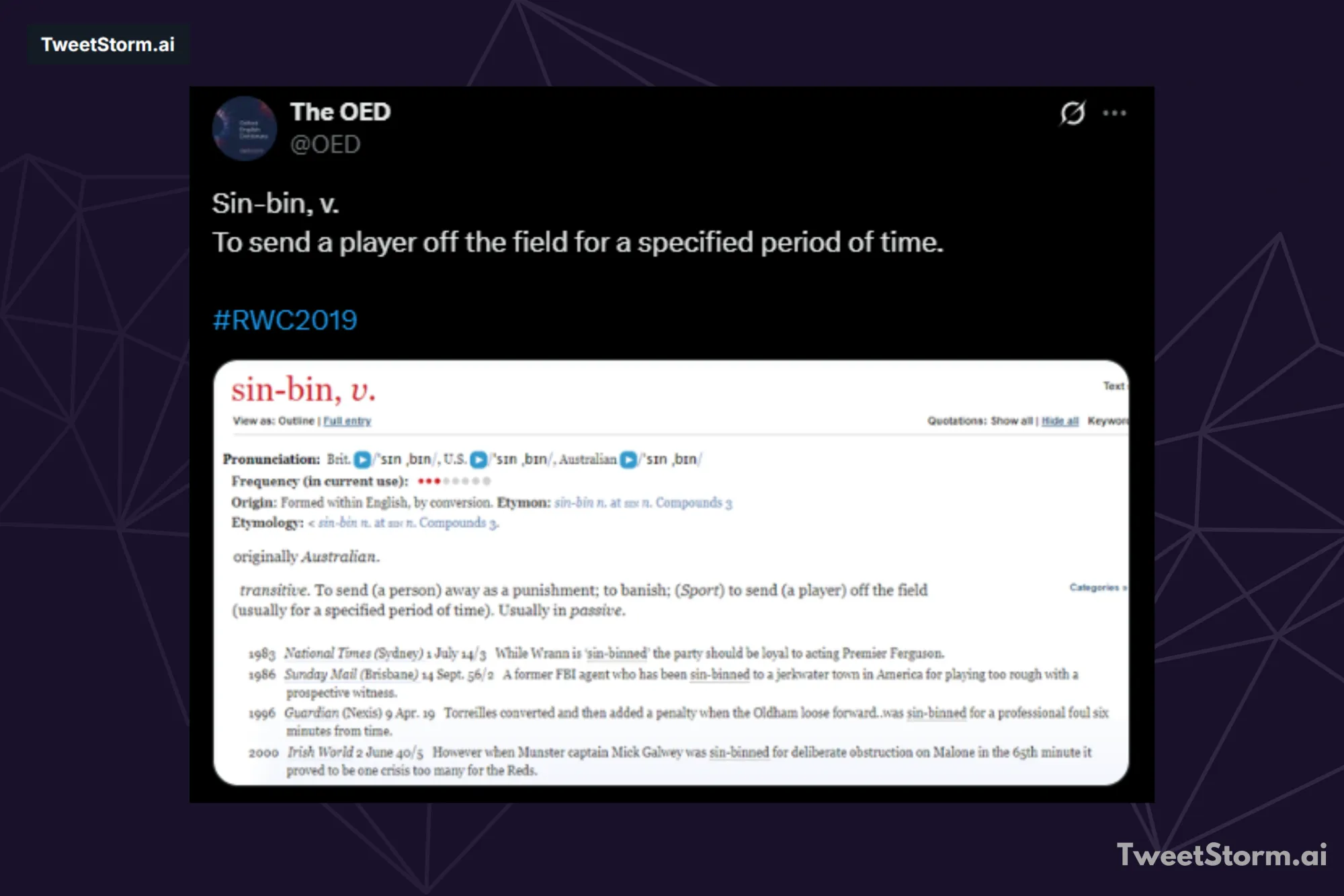 Post @OED, TweetStormAI