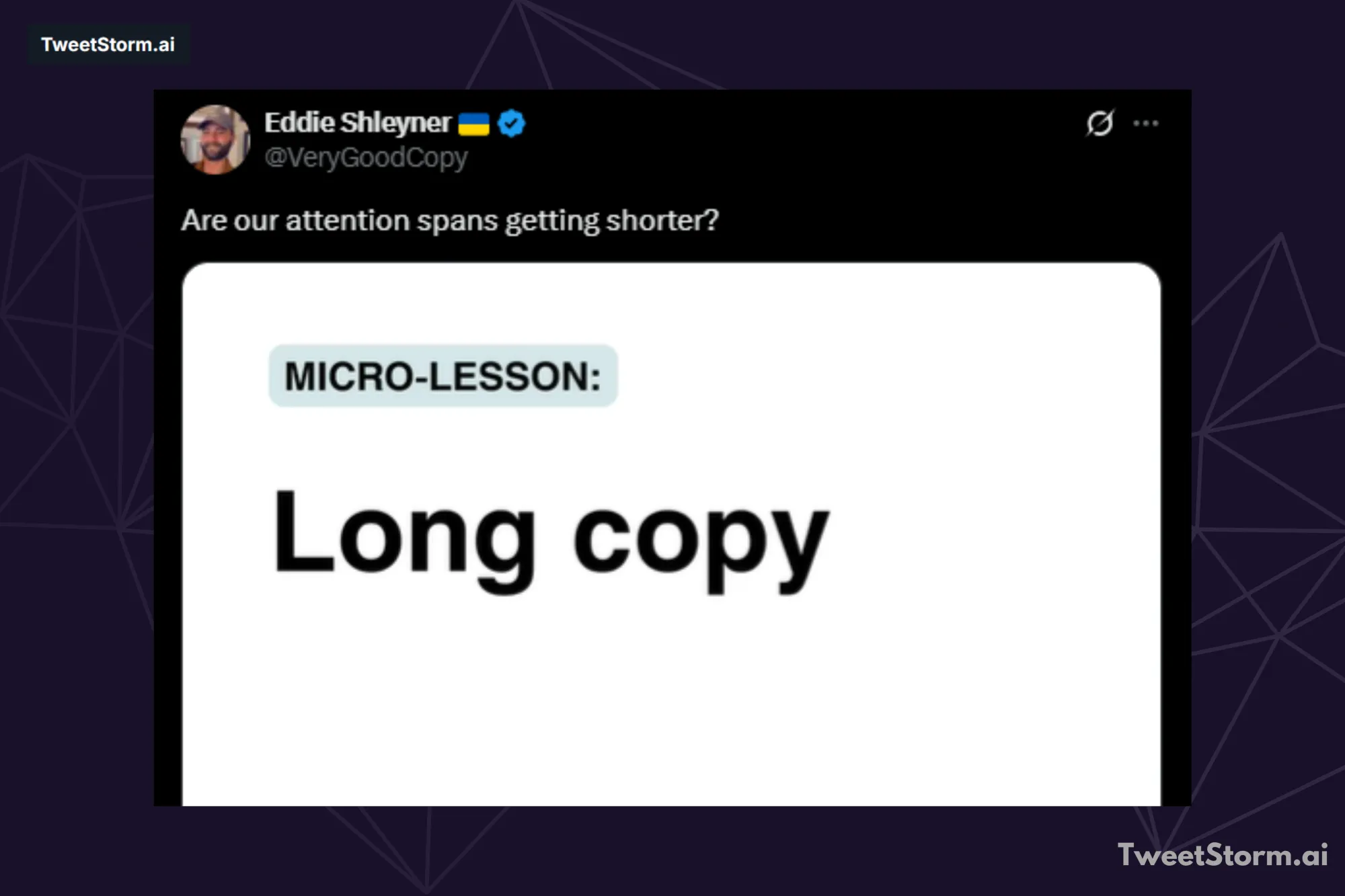 Post @VeryGoodCopy, TweetStormAI