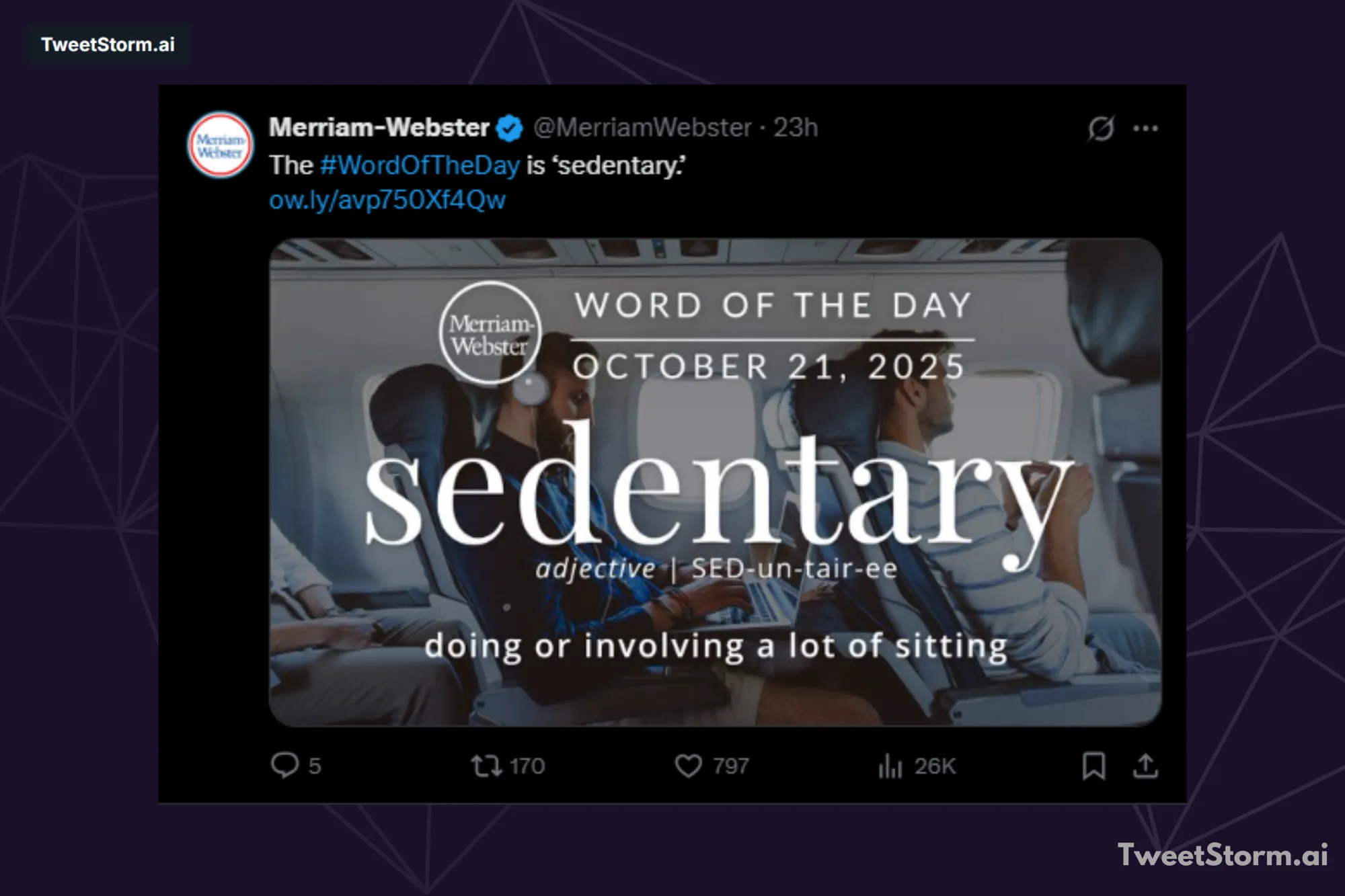 Post @MerriamWebster, TweetStormAI