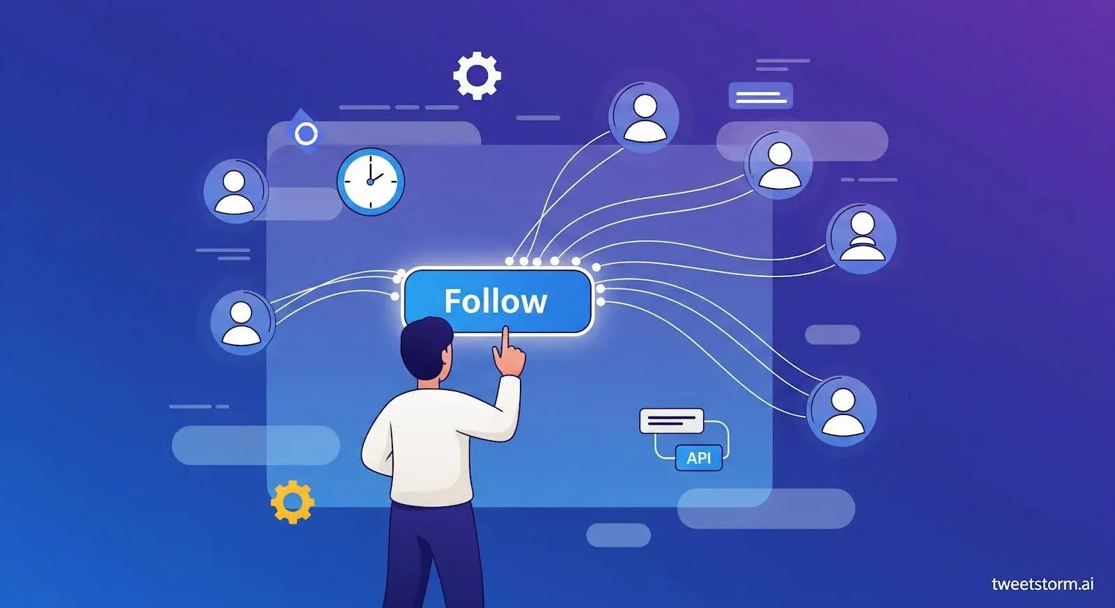 How does mass follow on Twitter work technically?, TweetStromAI