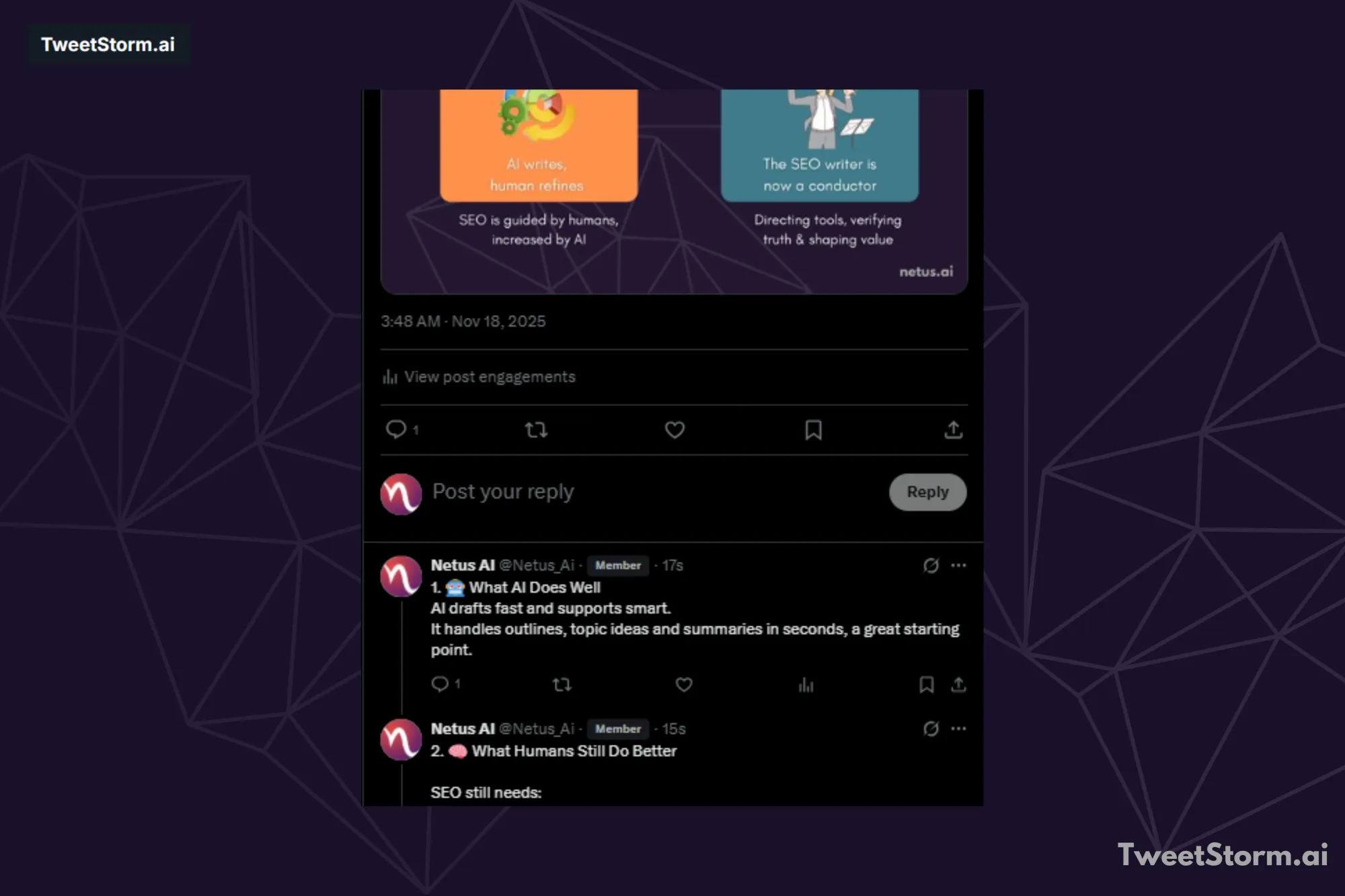 Example of thread posted by NetusAI on X/Twitter, TweetStormAI