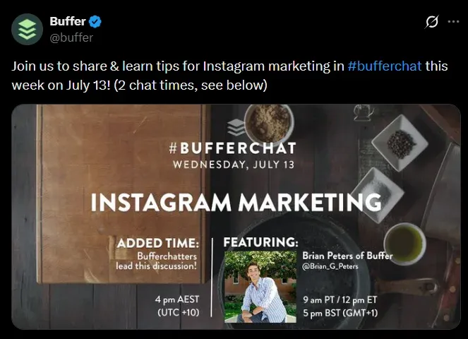 screenshot of Buffer chat tweet, TweetStorm.ai