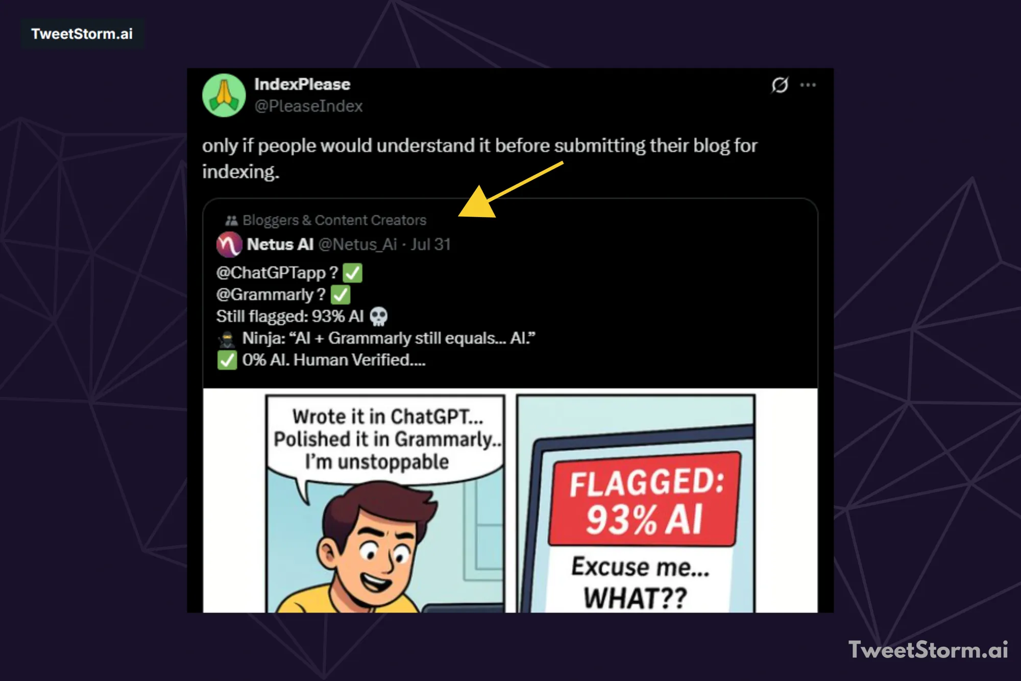 Repost with a quote, TweetStormAI