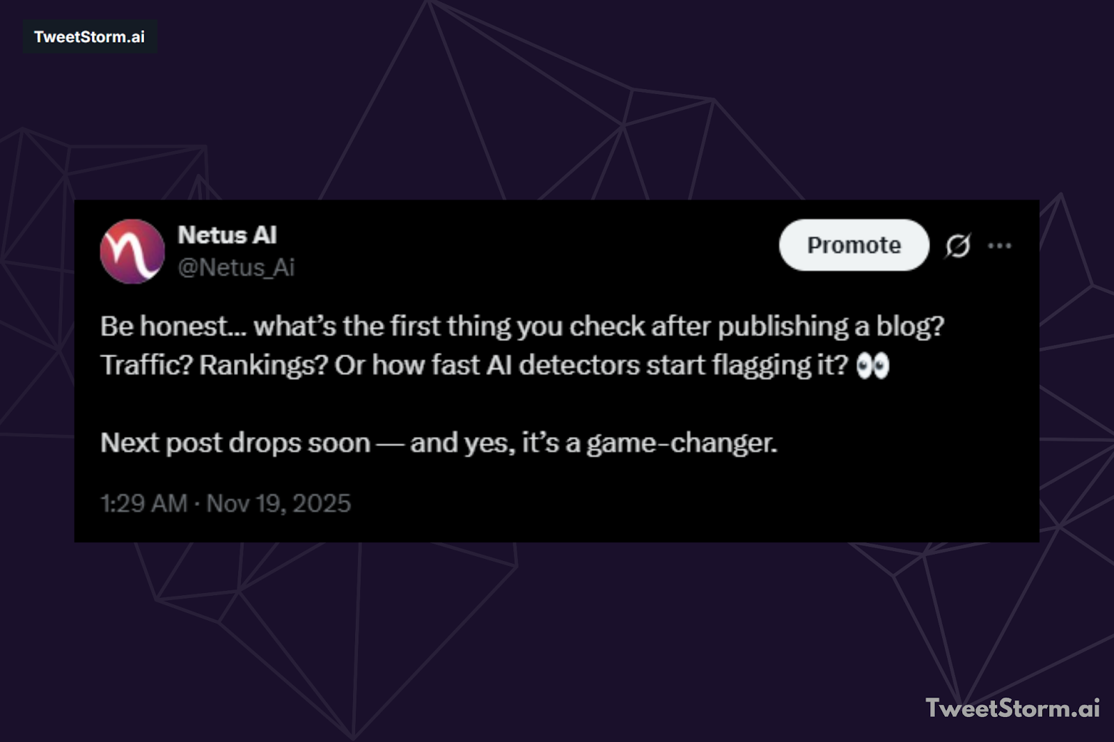 Post by NetusAI on X/Twitter, TweetStormAI