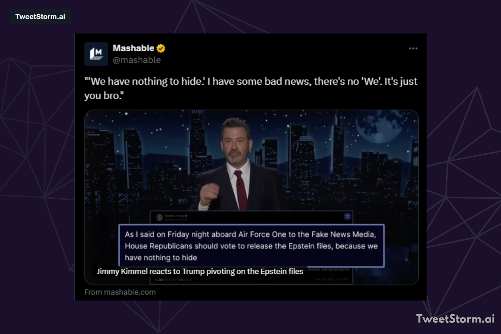 Post by Mashable on X/Twitter, TweetStormAI