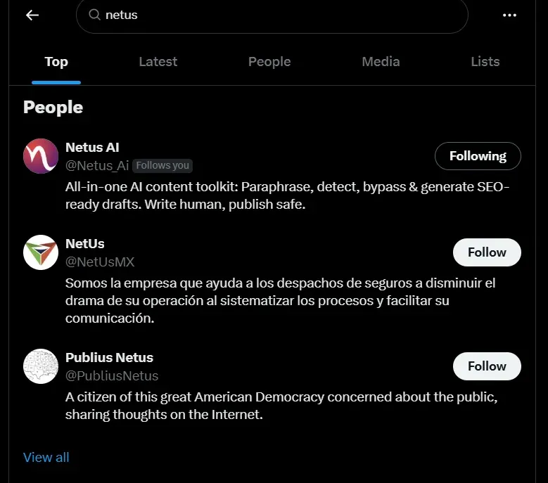screenshot of twitter search, TweetStorm.ai