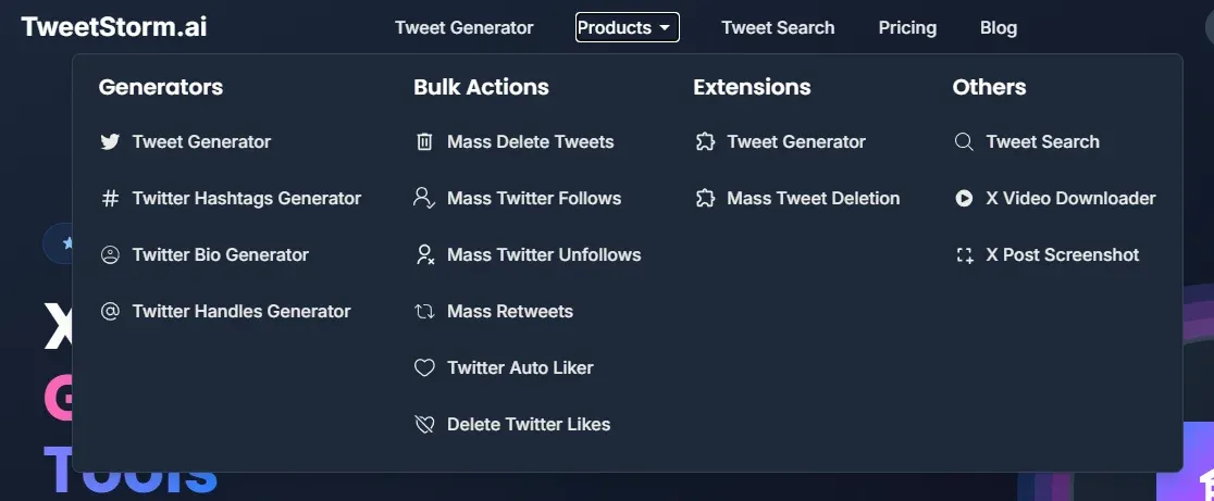 Tweetstorm's toolkit for growth and engagement, TweetStorm.ai